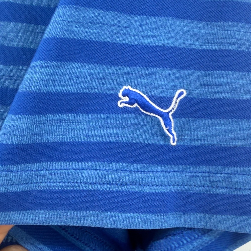 Puma Golf Mens Blue Striped Dry Cell Polo Shirt Short Sleeve Size Medium - Picture 3 of 9